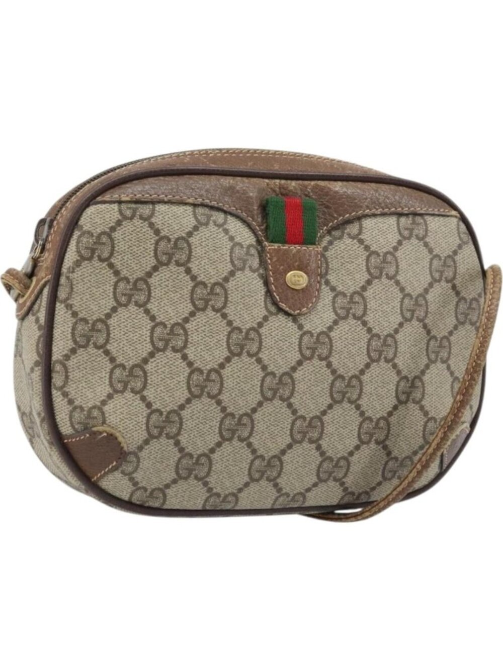 GUCCI GG Supreme Web Sherry Line Bag PVC Beige Gold 89 02 066